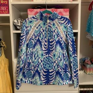 blue theme lilly pulitzer 1/2 zip